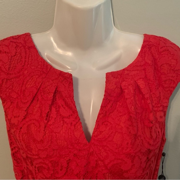 Designer Adrianna Papell Red Lace Dress Women’s 8 NEW NWT special occasion - Picture 8 of 12